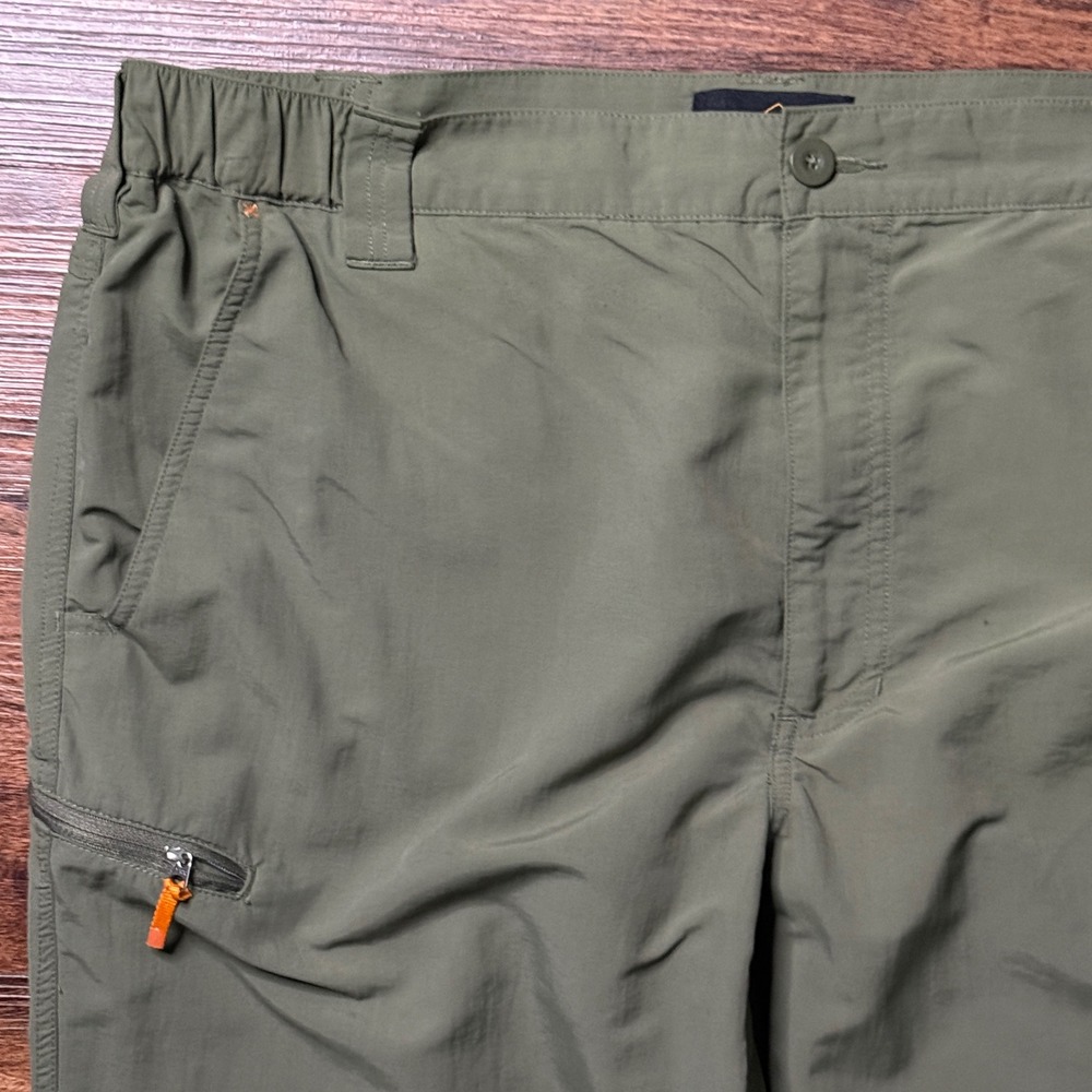 Orvis Hiking Pants Mens XL 32L Green Nylon Cargo Outdoor Trekking